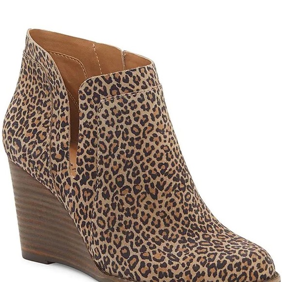 Lucky Brand Yabba Leopard Print Ankle Wedge Booties 7.5 Eyelash Leopard NWOT - Picture 14 of 14